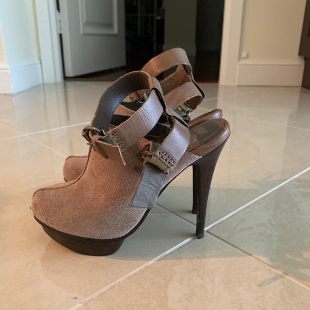 Miss Robertson Gray Suede Ankle Boots with straps